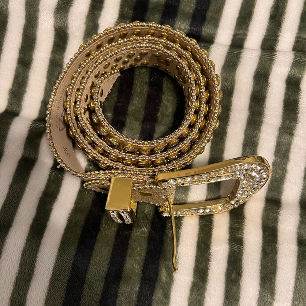 Gold Rhinestone Embellished Belt